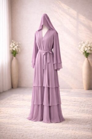 Dusty Lavender Aylin Abaya with chiffon fabric